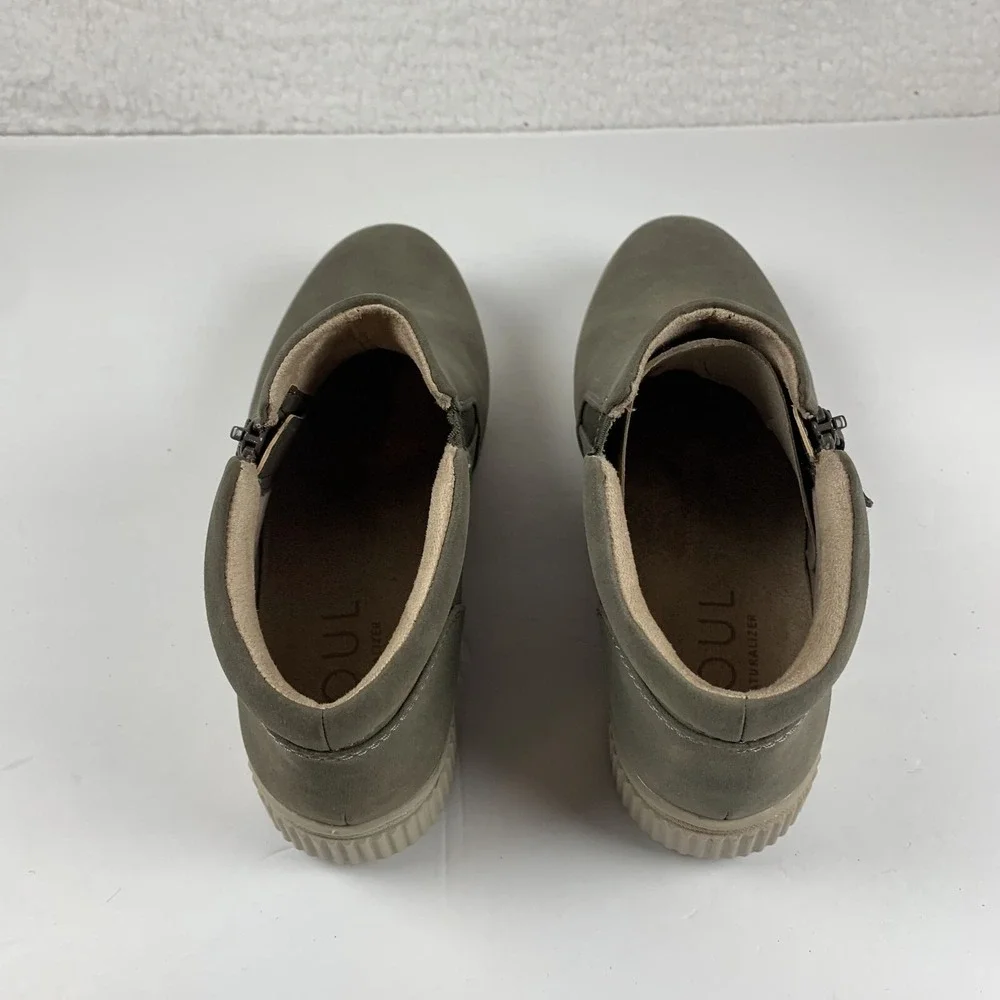 SOUL Naturalizer Turner-Mid Comfort Booties Women 8 Dark Olive Faux Leather 7834